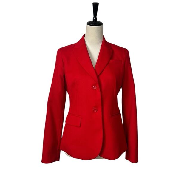 Pendleton Vintage Blazer Wool Peak Lapel Flap Pocket 2 Button Red Women’s Size 6 - Picture 13 of 13
